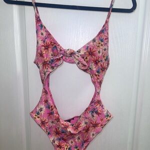 Zara Floral Pink One Piece Swimsuit